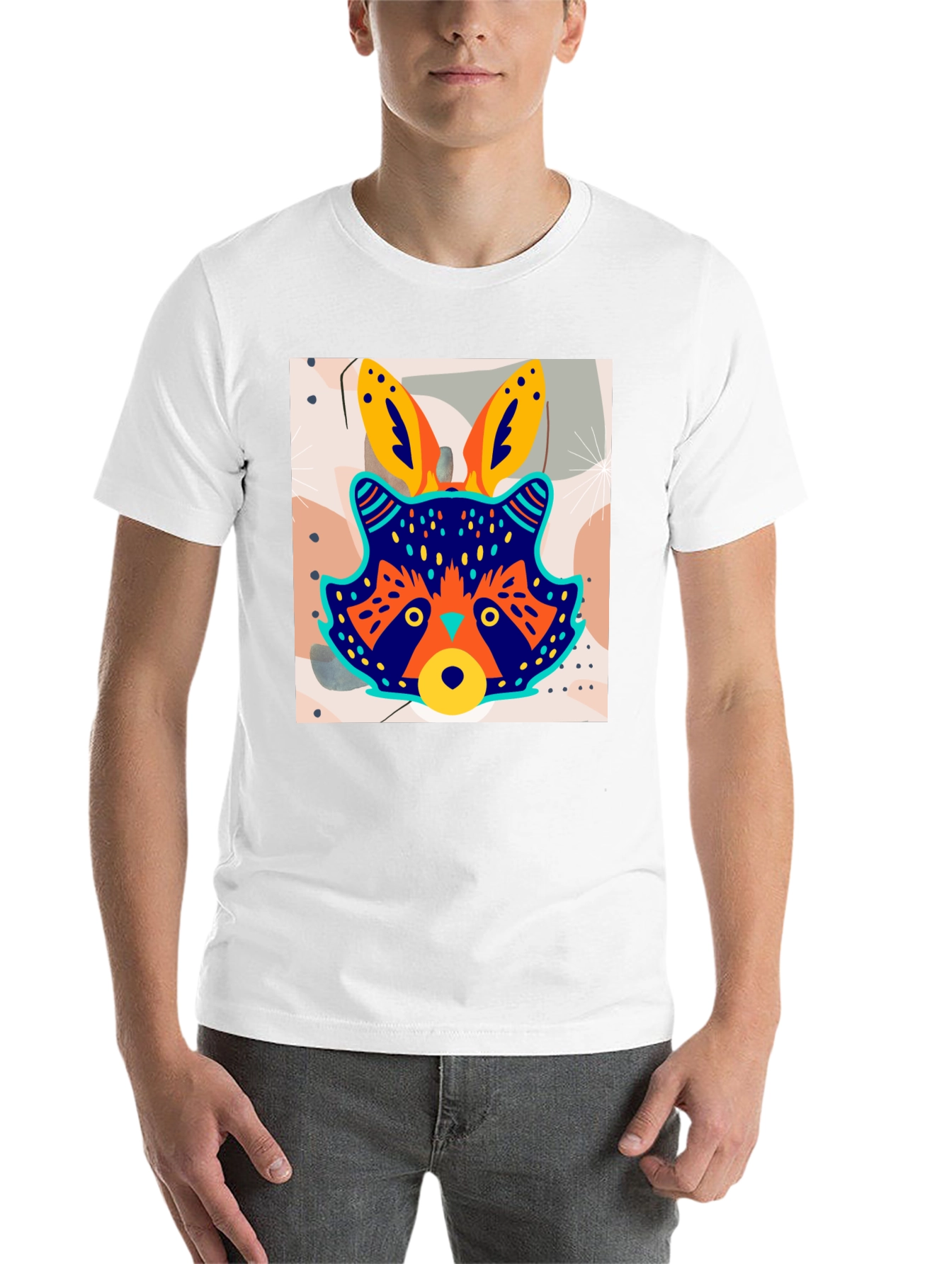Funky Raccoon Graphic Tee - Stylish Mens Black T-Shirt