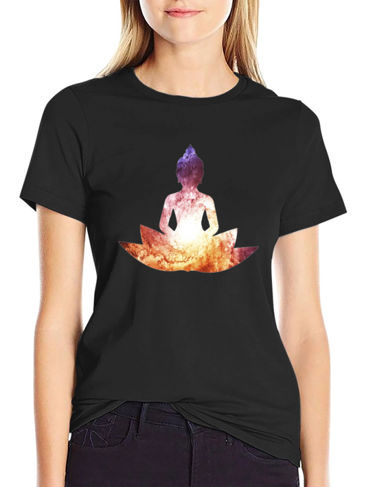 Buddha Lotus Graphic Tee - Cosmic Black T-Shirt