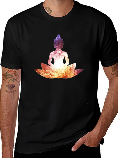 Buddha Lotus Graphic Tee - Cosmic Black T-Shirt