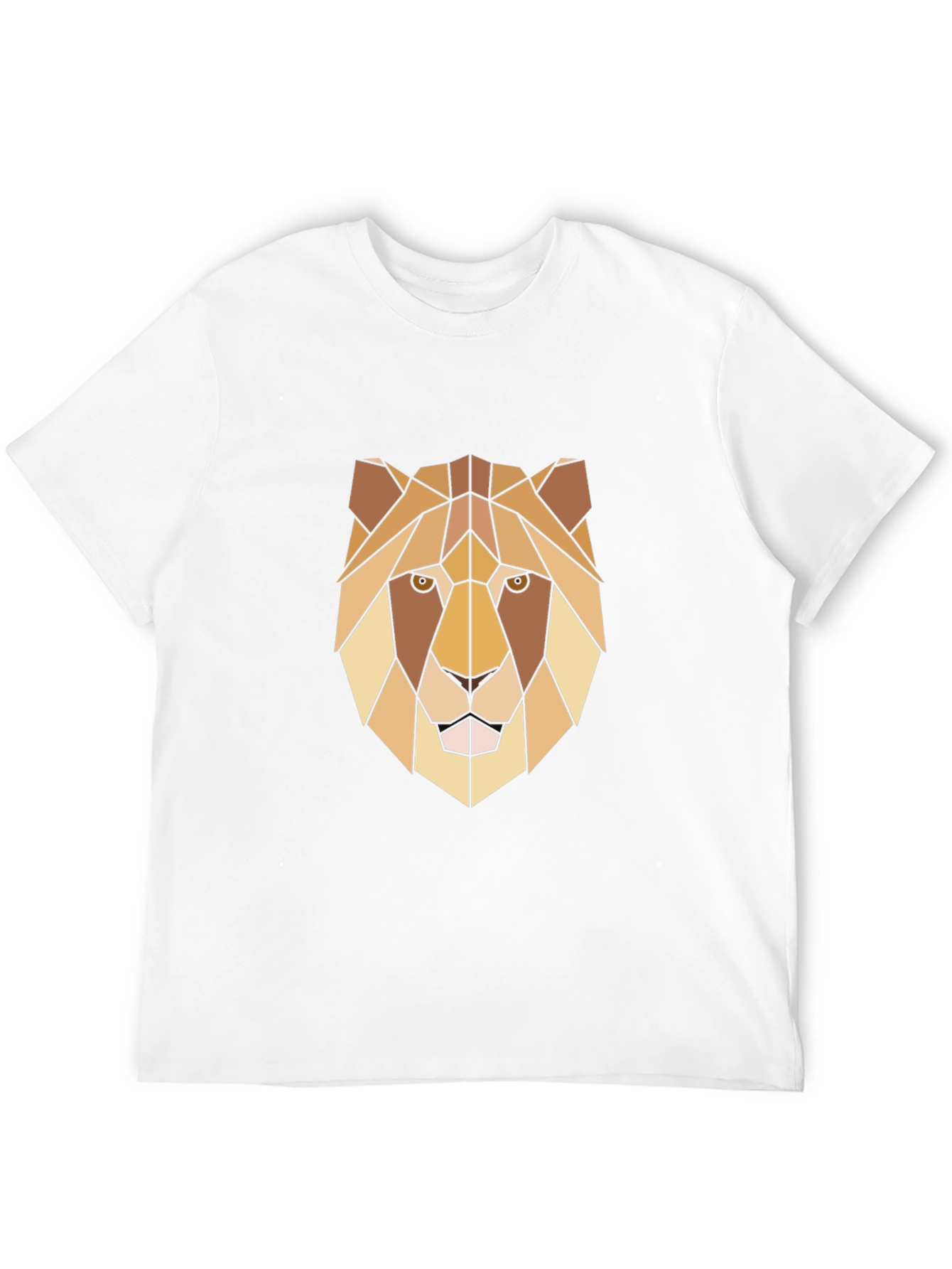 Geometric Lion Graphic Print Black T-Shirt