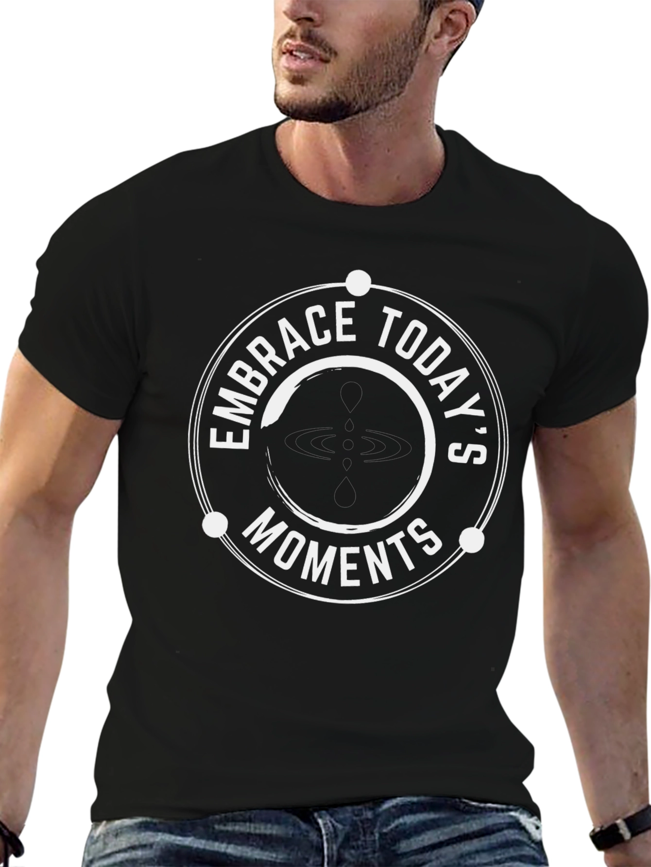Embrace Todays Moments Black Graphic Tee