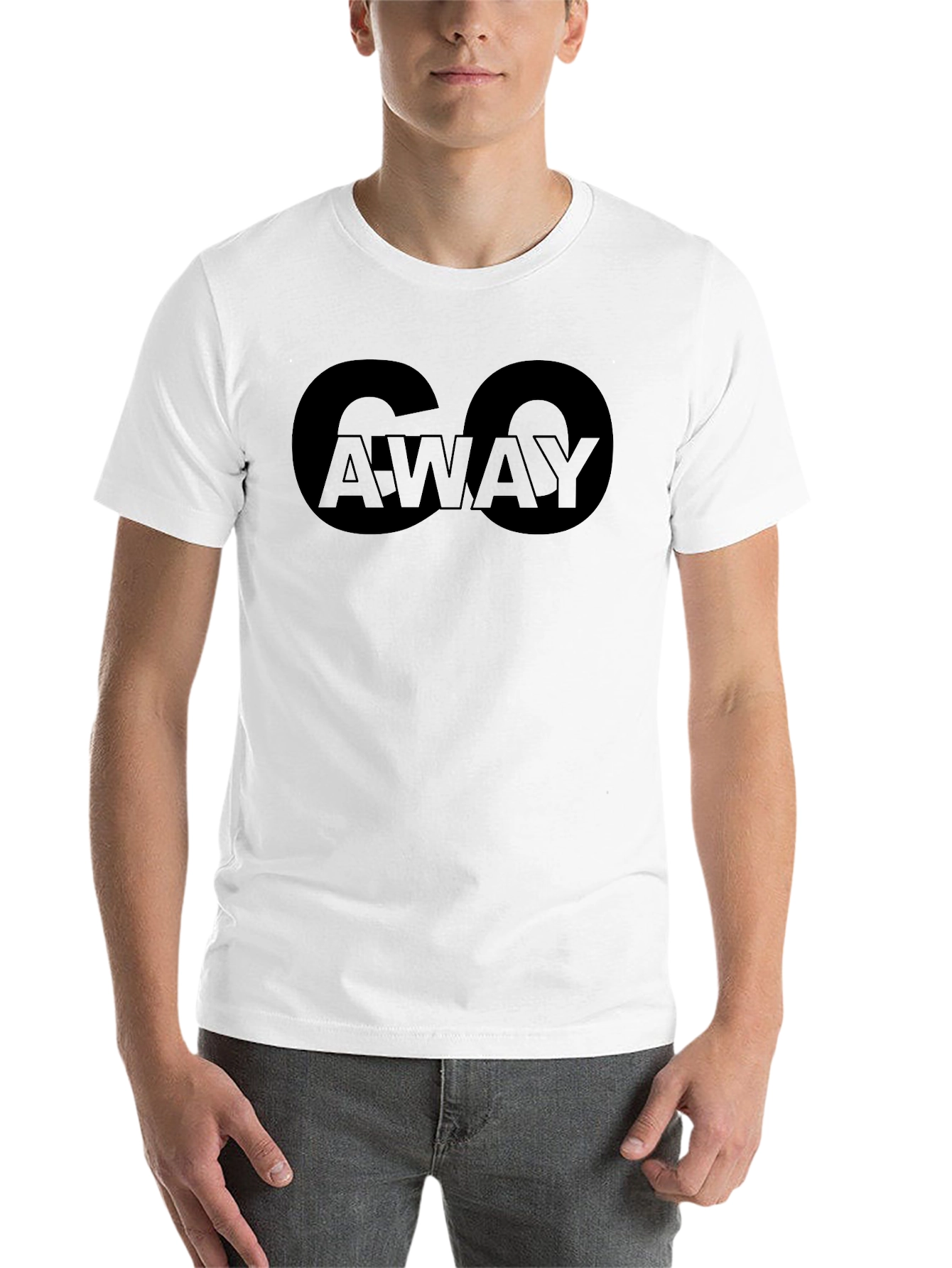 Go Away Graphic T-Shirt - Black Crew Neck Tee
