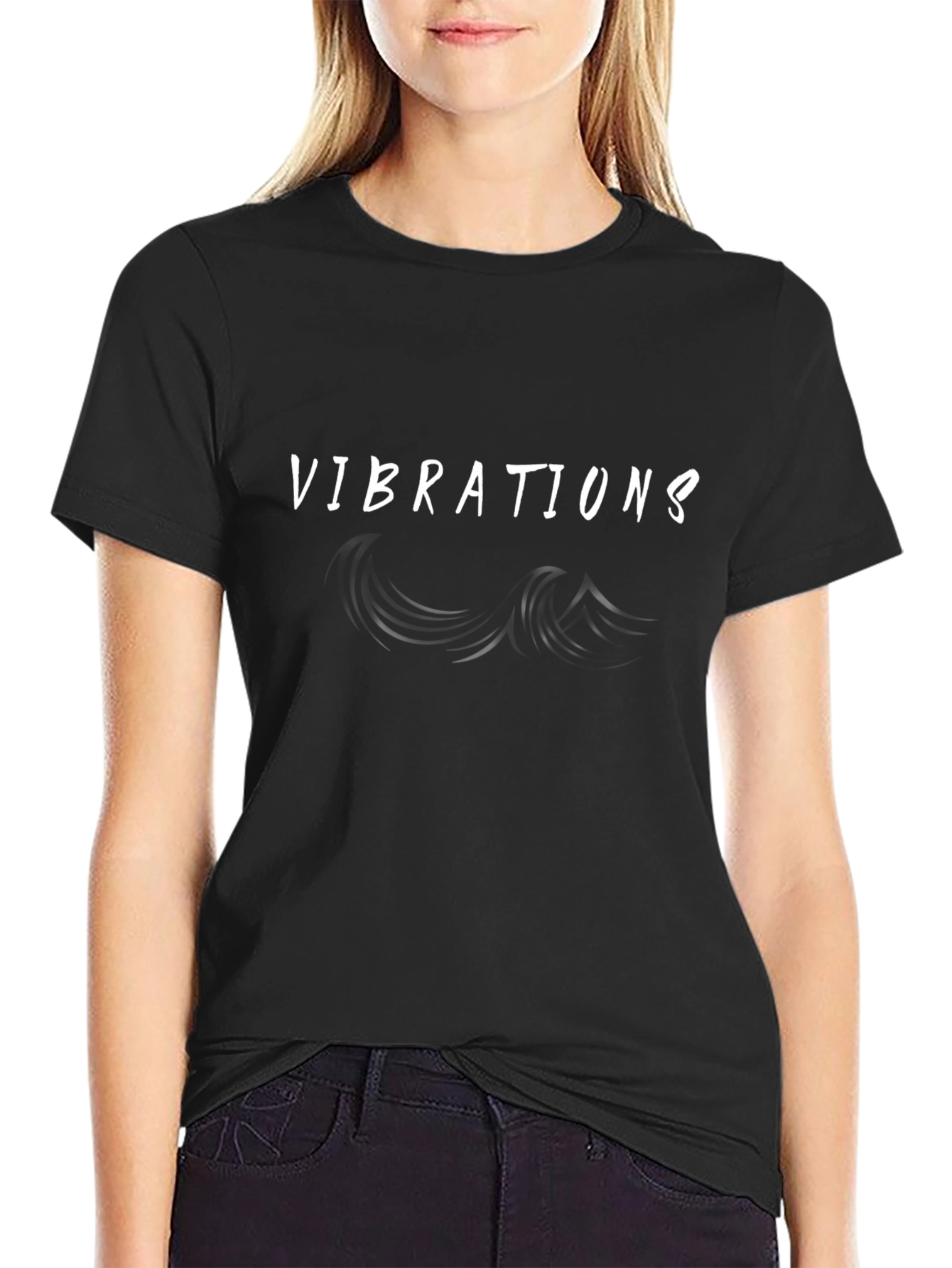 Vibrations Graphic Tee - Stylish Black Cotton T-Shirt