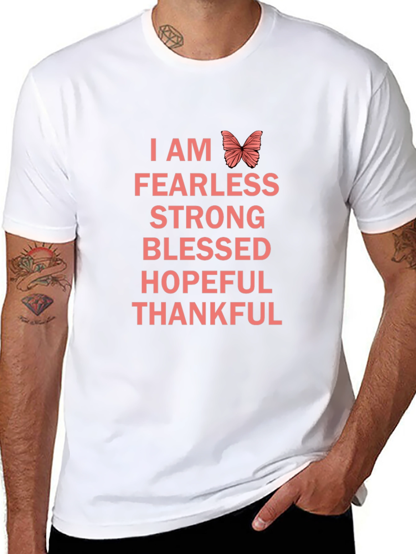 I AM Fearless T-Shirt - Strong Blessed Hopeful Thankful