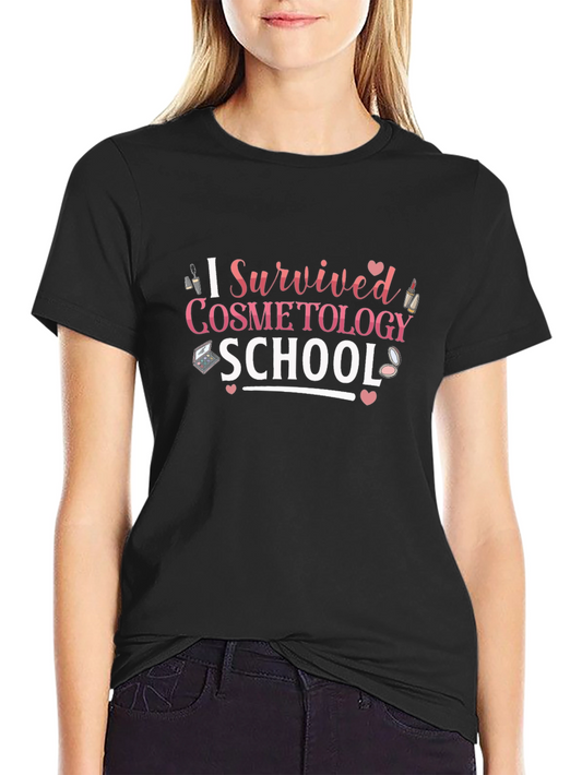 I Survived Cosmetology School Black T-Shirt