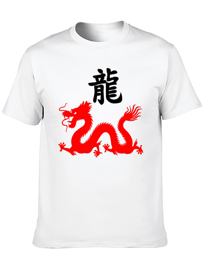 Black T-Shirt with Red Dragon Graphic