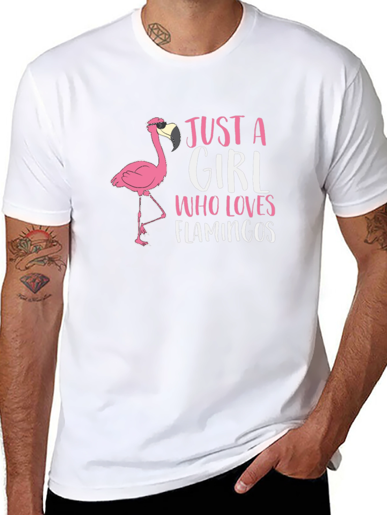Just A Girl Who Loves Flamingos Black T-Shirt