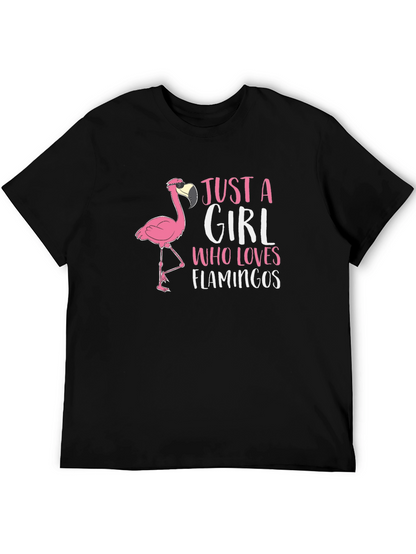 Just A Girl Who Loves Flamingos Black T-Shirt
