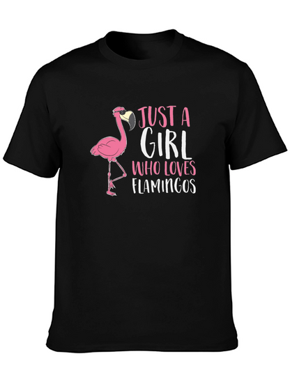 Just A Girl Who Loves Flamingos Black T-Shirt