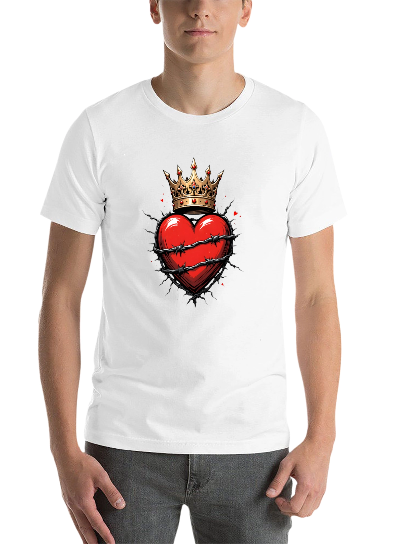 Crowned Heart Graphic Tee - Edgy Style