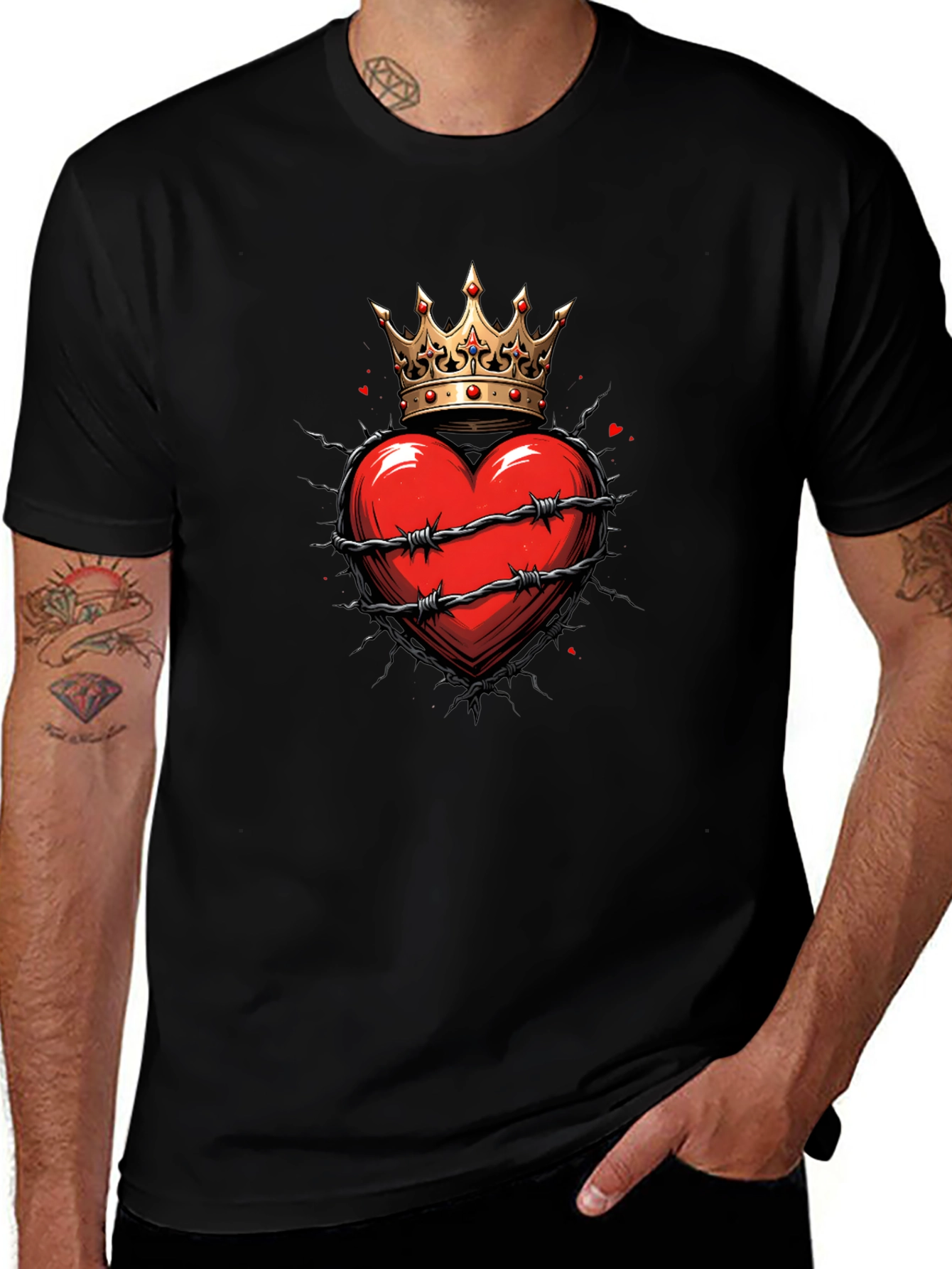 Crowned Heart Graphic Tee - Edgy Style