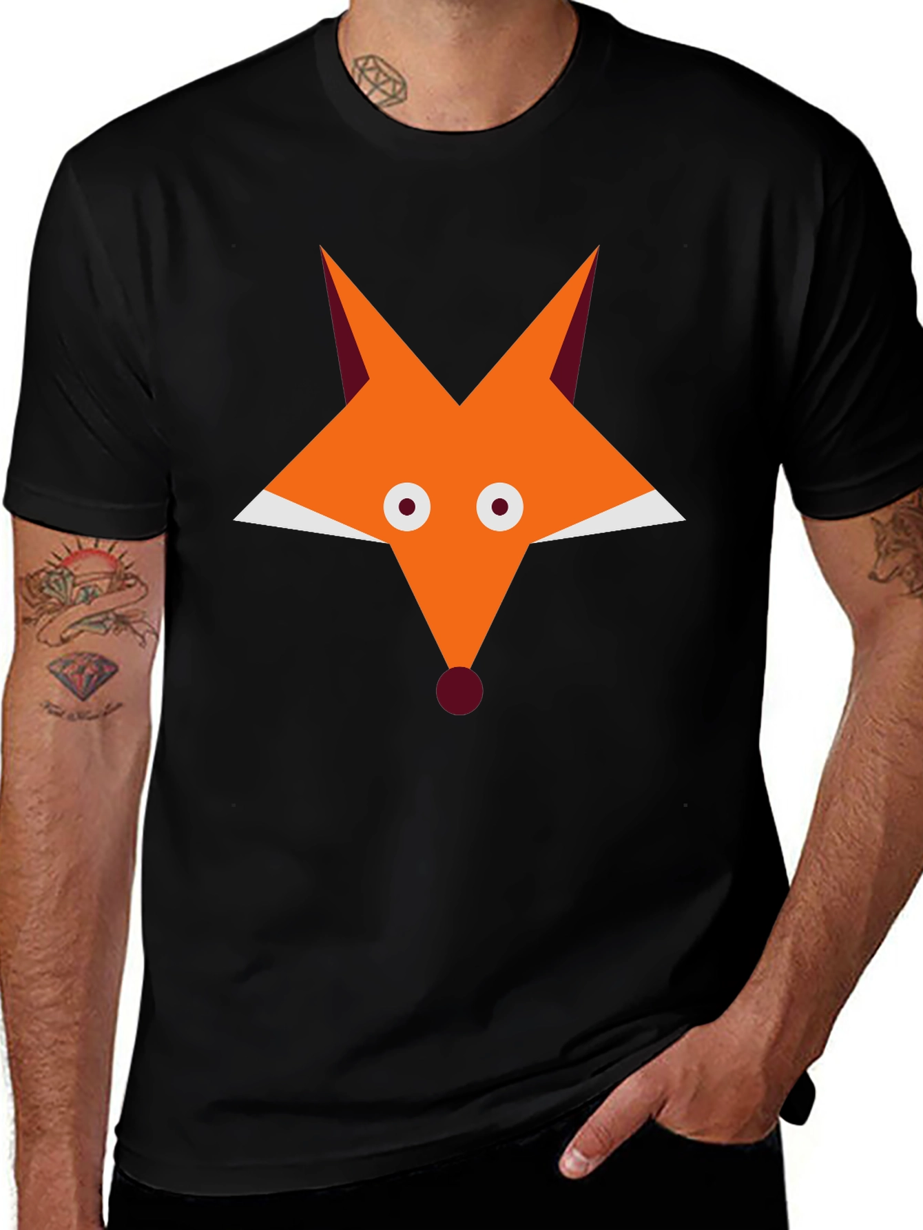 Fox Graphic Black T-Shirt - Cool Animal Tee