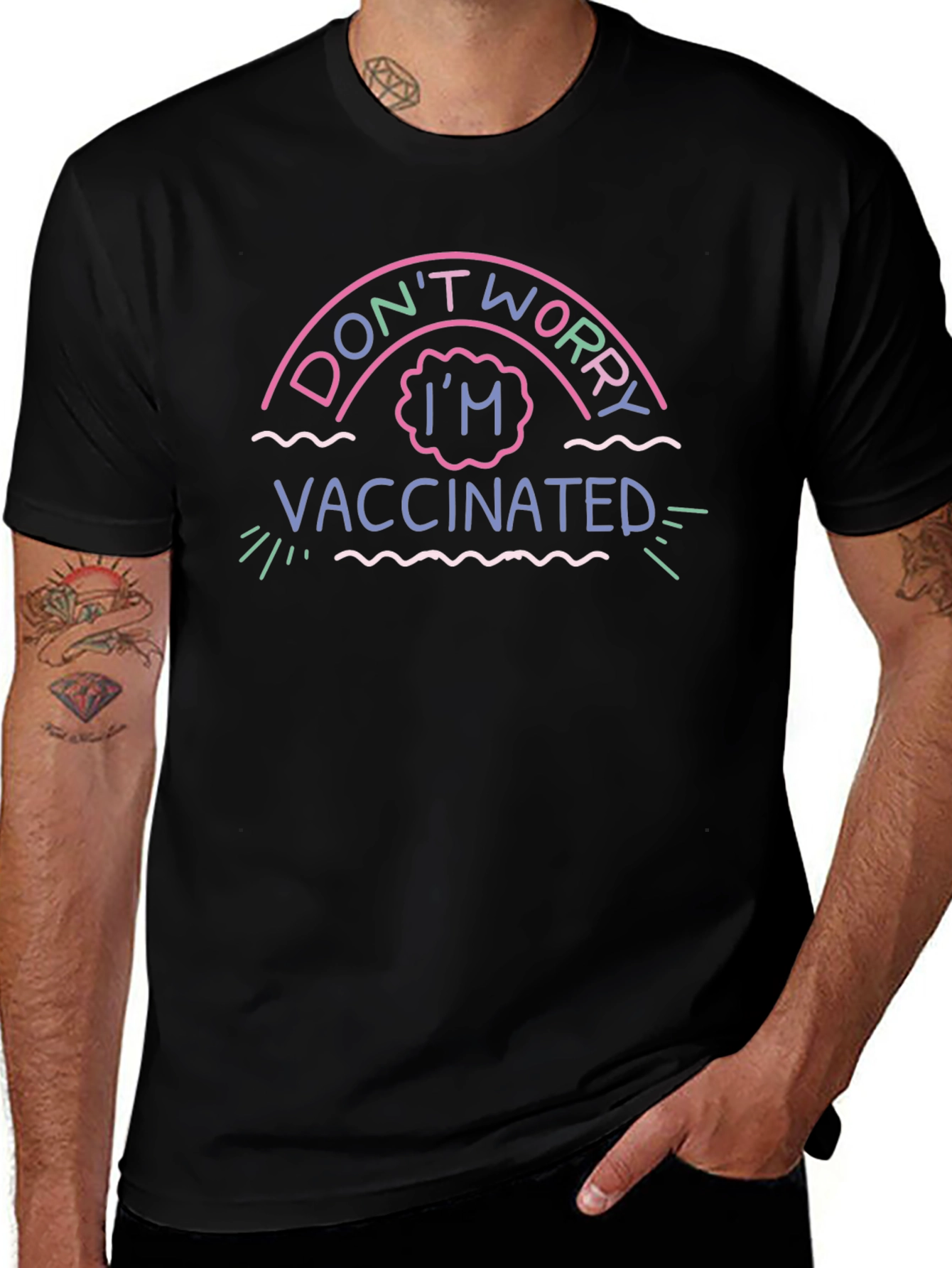Dont Worry Im Vaccinated Black T-Shirt