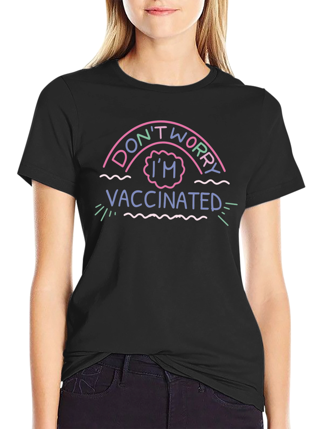 Dont Worry Im Vaccinated Black T-Shirt