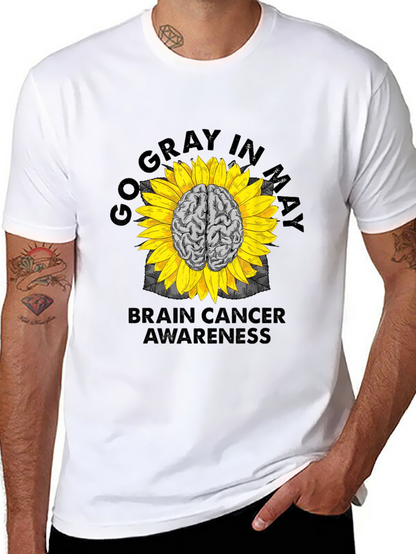 Go Gray in May Brain Cancer Awareness Sunflower T-Shirt