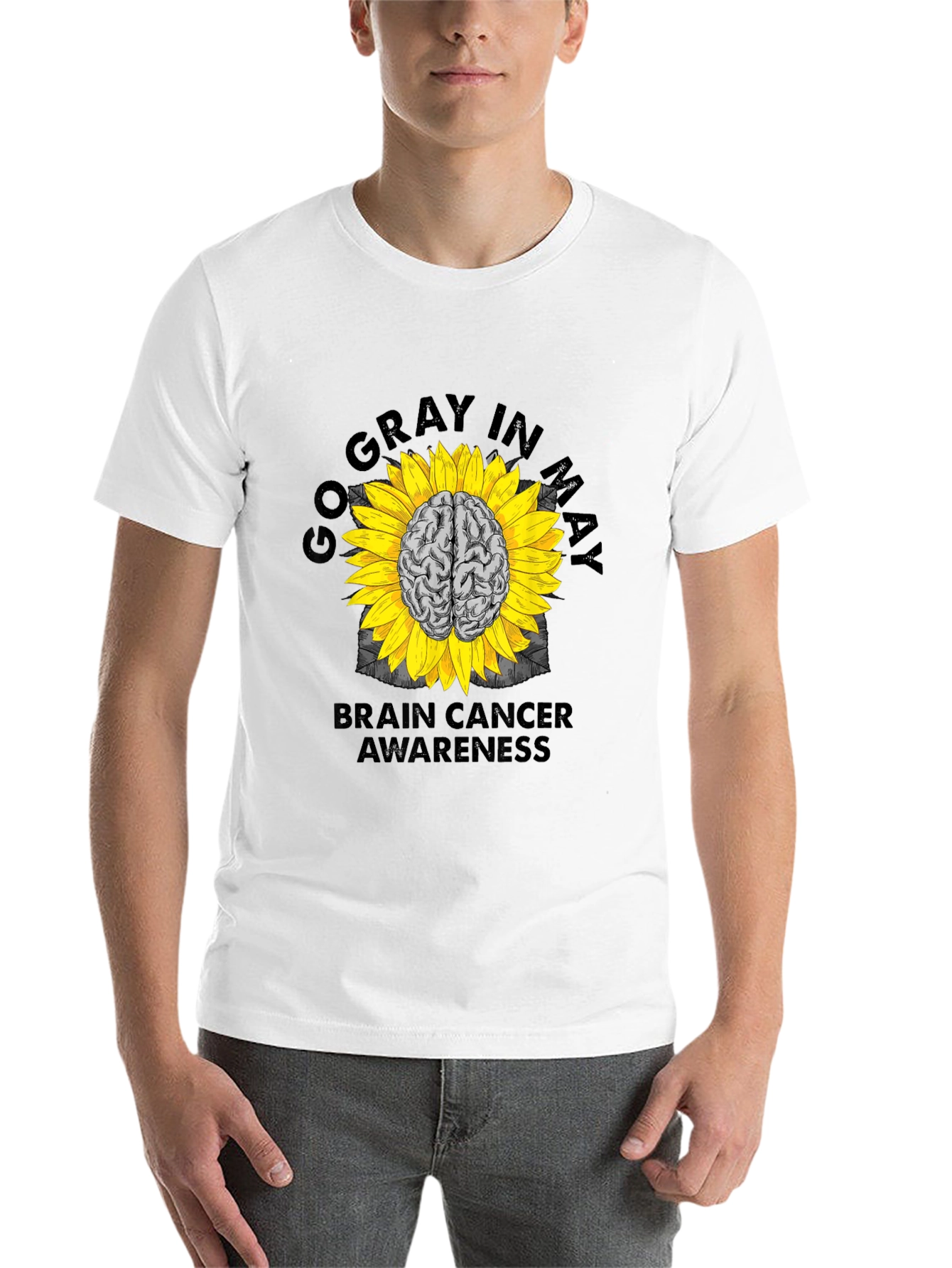 Go Gray in May Brain Cancer Awareness Sunflower T-Shirt