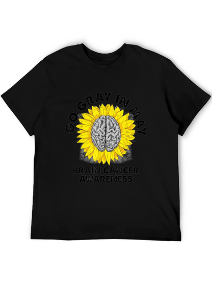 Go Gray in May Brain Cancer Awareness Sunflower T-Shirt