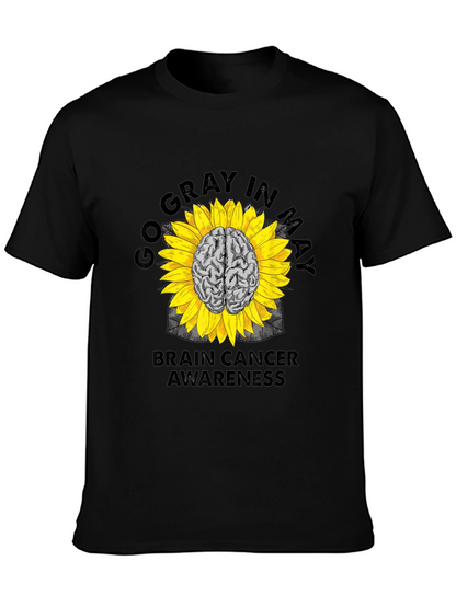 Go Gray in May Brain Cancer Awareness Sunflower T-Shirt