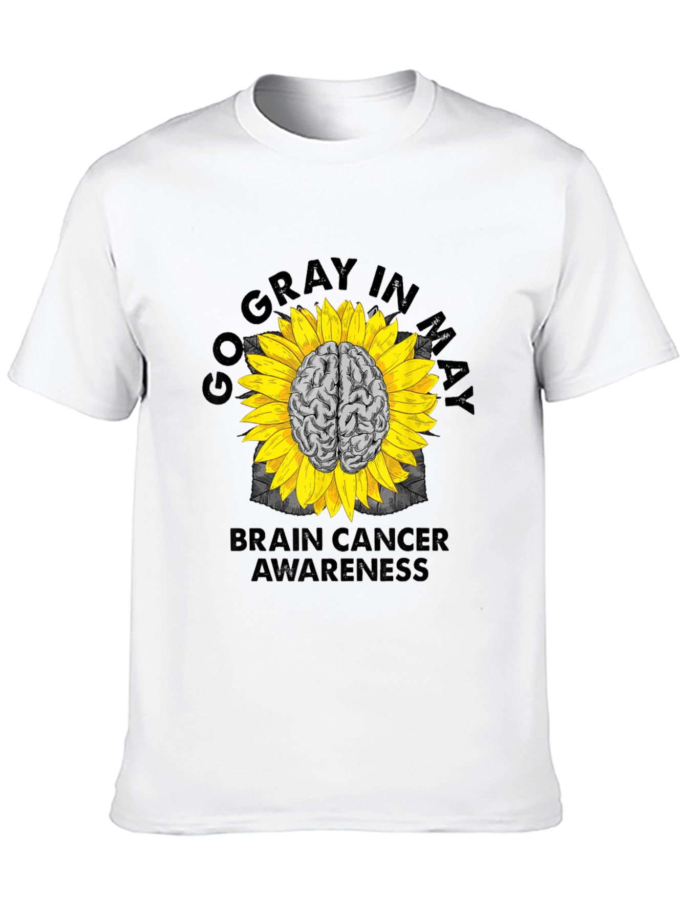 Go Gray in May Brain Cancer Awareness Sunflower T-Shirt