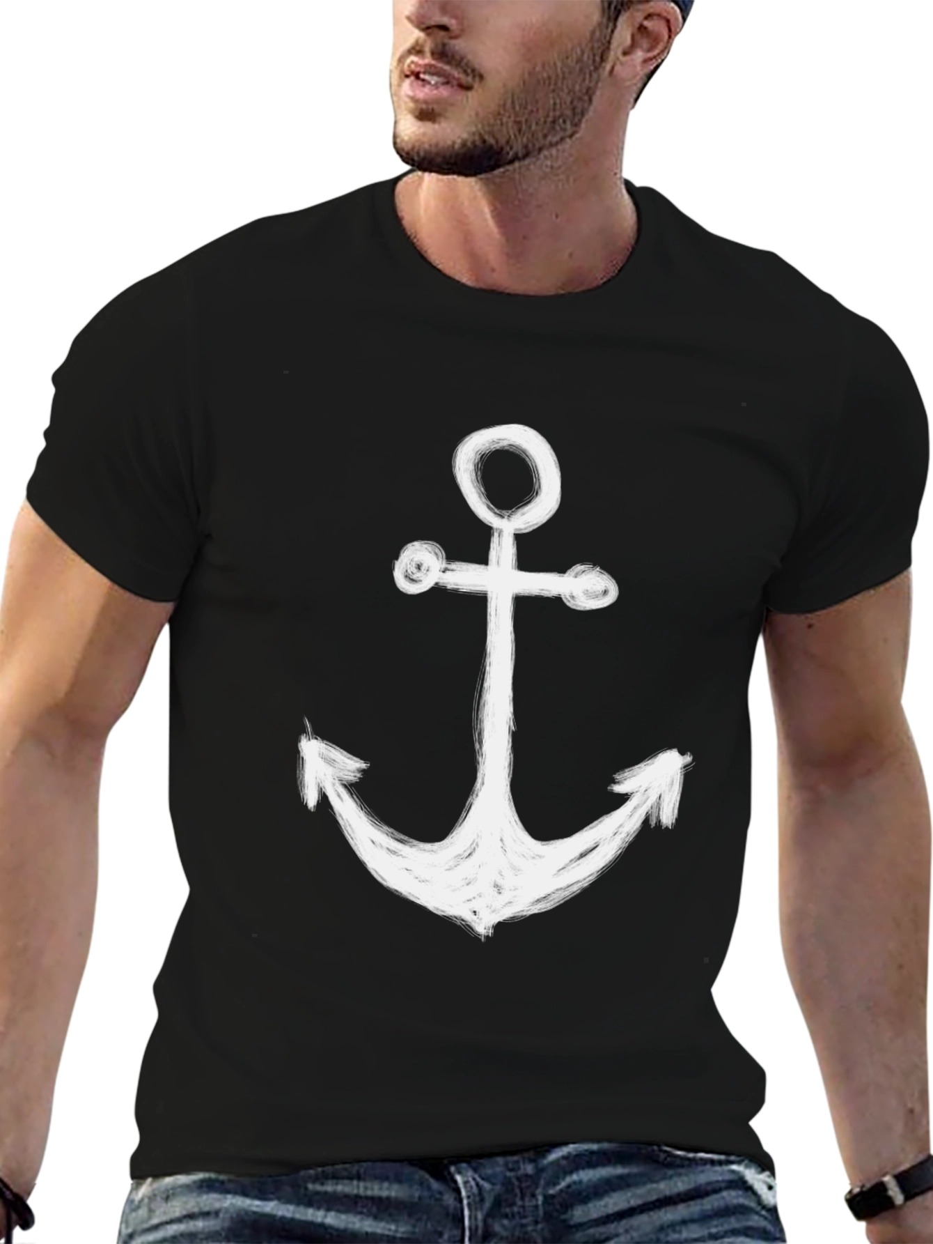 Anchor Graphic Print Black T-Shirt