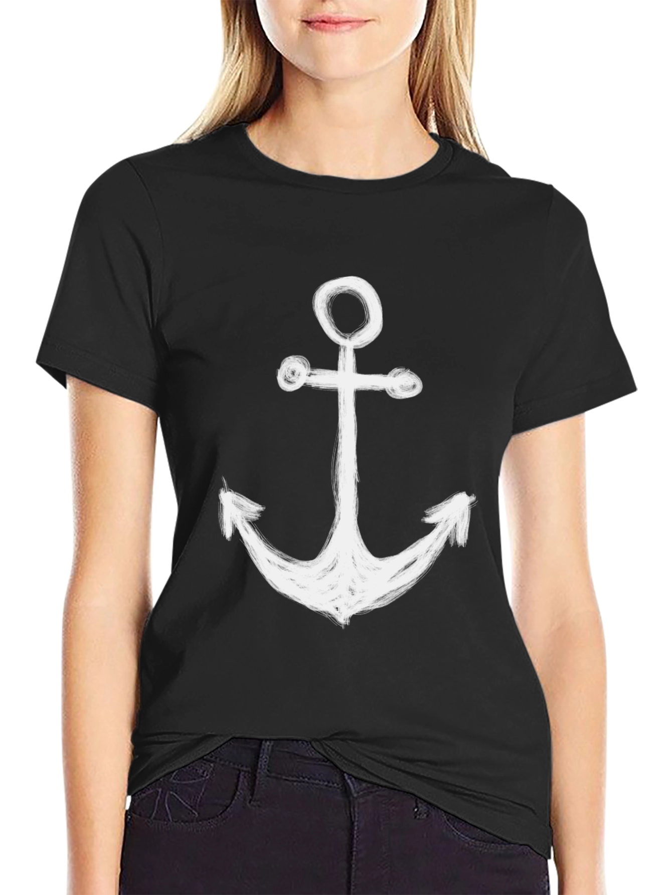 Anchor Graphic Print Black T-Shirt