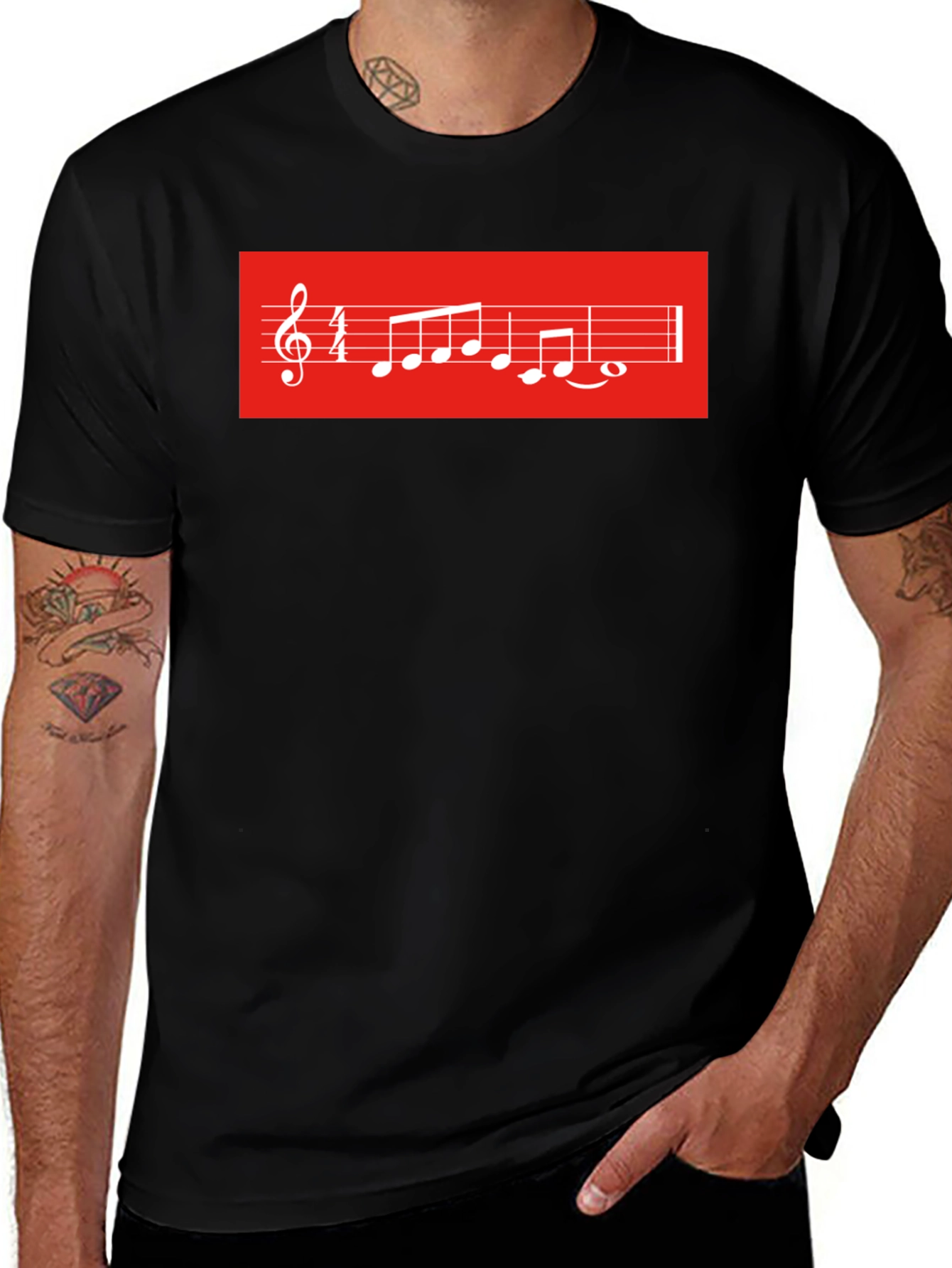 Musical Score Graphic Tee - Black