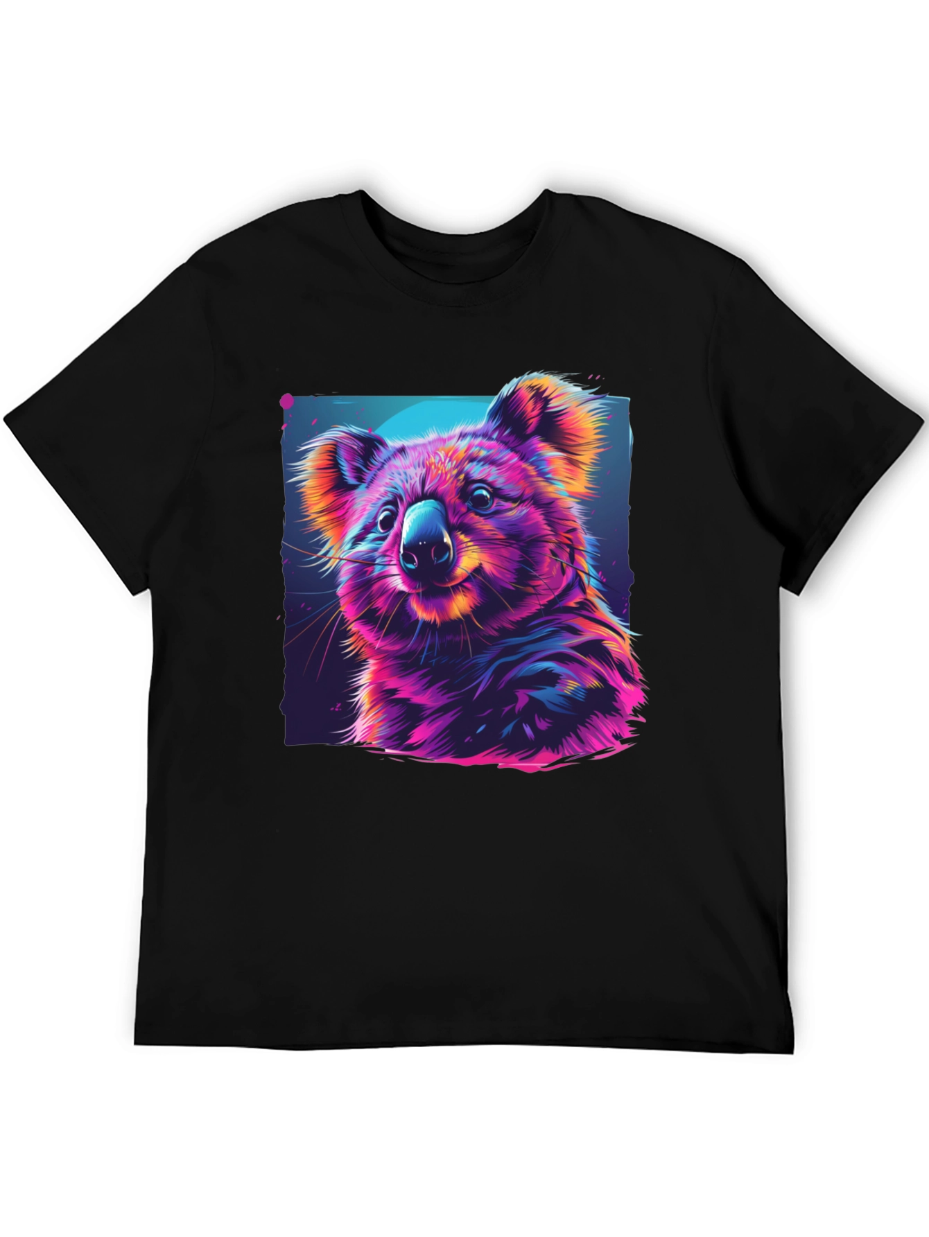 Vibrant Koala Graphic Tee - Black Cotton Comfort