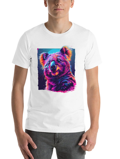 Vibrant Koala Graphic Tee - Black Cotton Comfort
