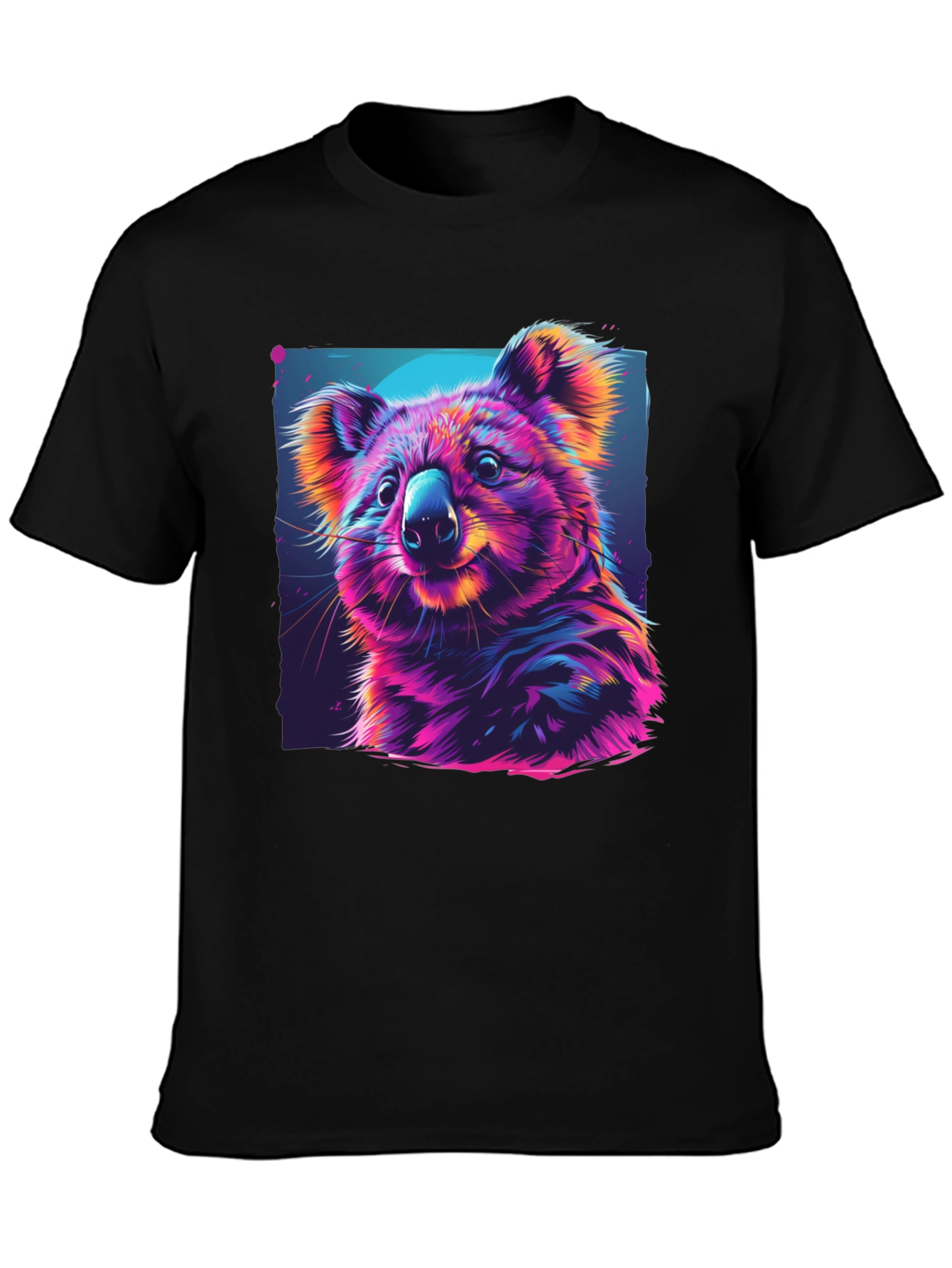 Vibrant Koala Graphic Tee - Black Cotton Comfort