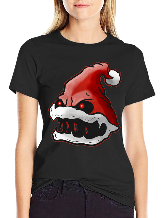 Evil Santa Hat Graphic T-Shirt - Holiday Horror