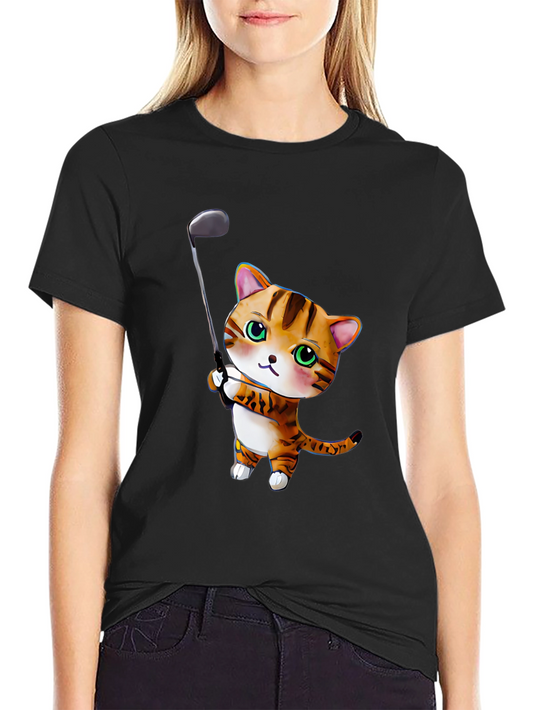 Golfing Cat T-Shirt - Novelty Tee for Golf Lovers