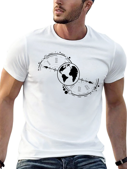 Globe & Time Black Graphic Tee
