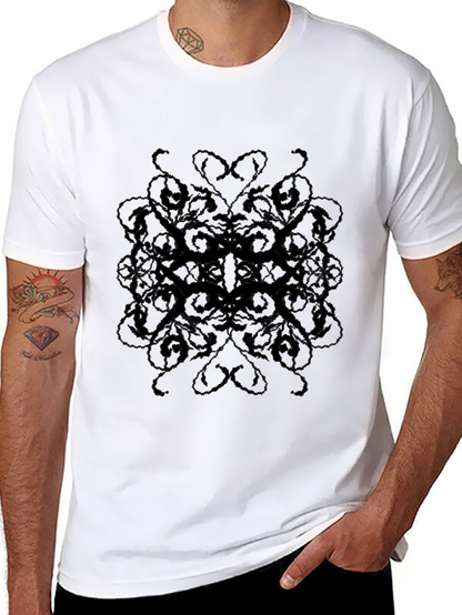 Mens Black Patterned T-Shirt - Casual Style