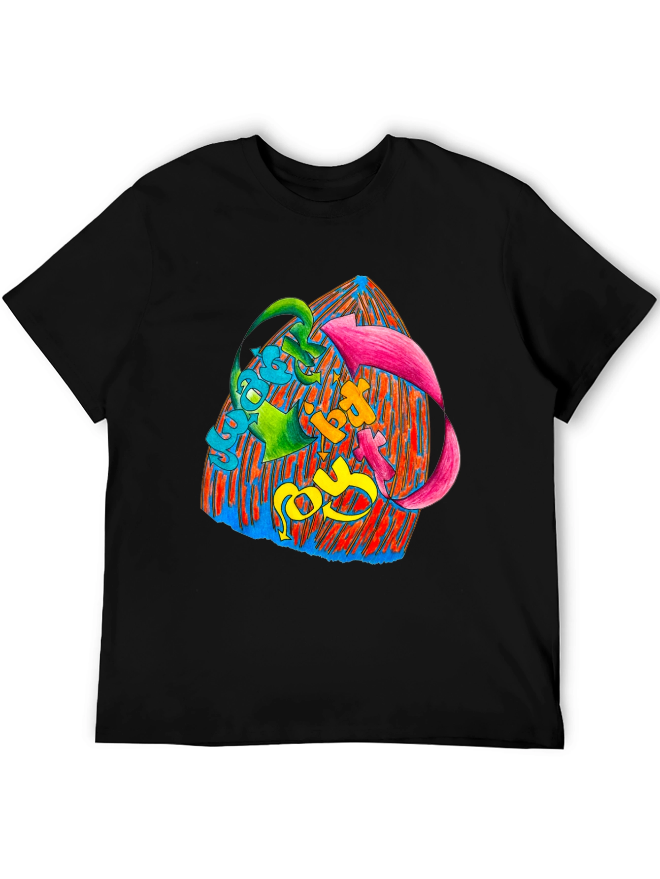 Vibrant Graphic Print Black T-Shirt