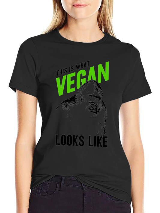 Vegan Gorilla Graphic T-Shirt - Black Crew Neck Tee
