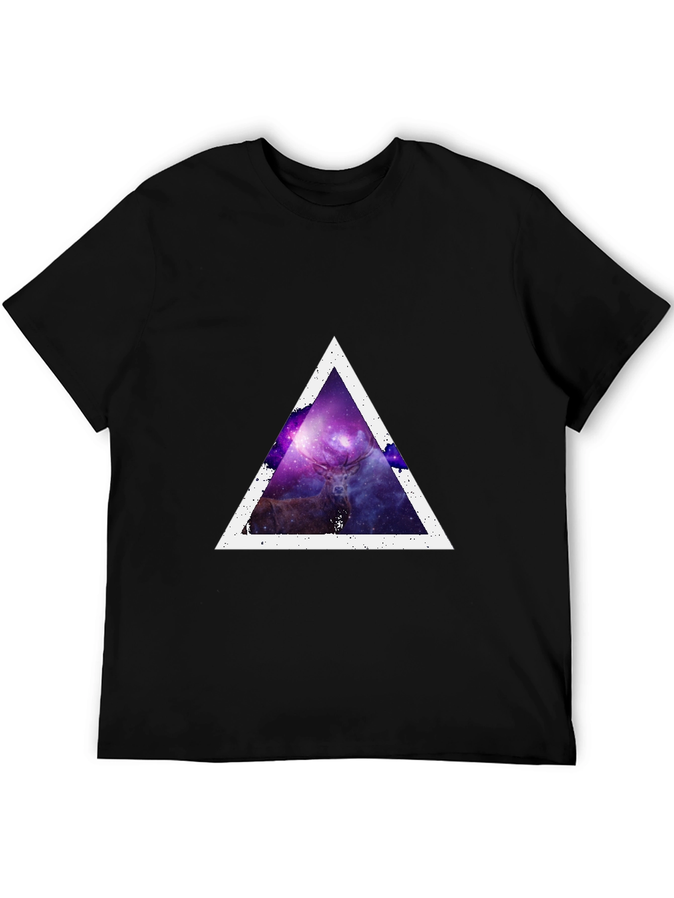 Cosmic Deer Triangle Tee - Modern Graphic Print T-Shirt