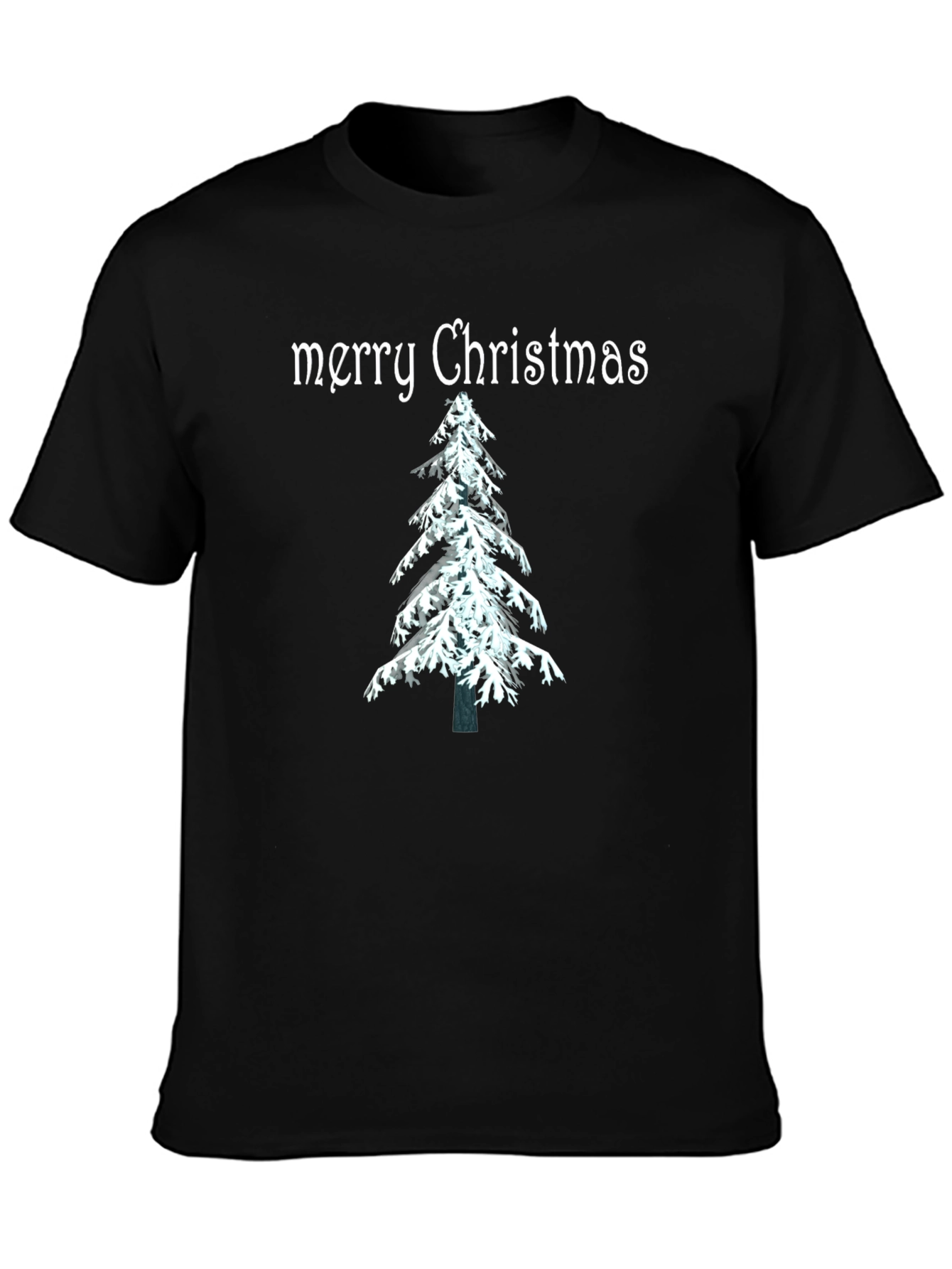 Merry Christmas Tree Graphic Tee - Holiday Festive Shirt