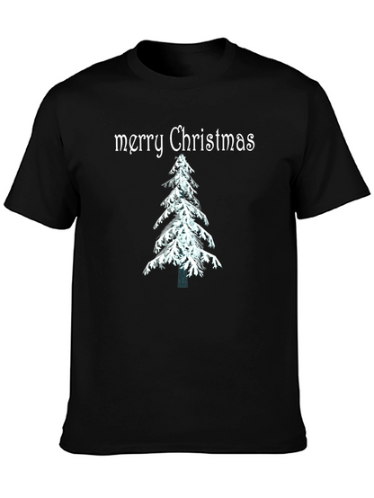 Merry Christmas Tree Graphic Tee - Holiday Festive Shirt