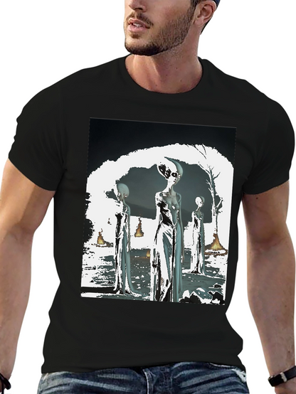 Alien Graphic Tee - Sci-Fi Style Black T-Shirt