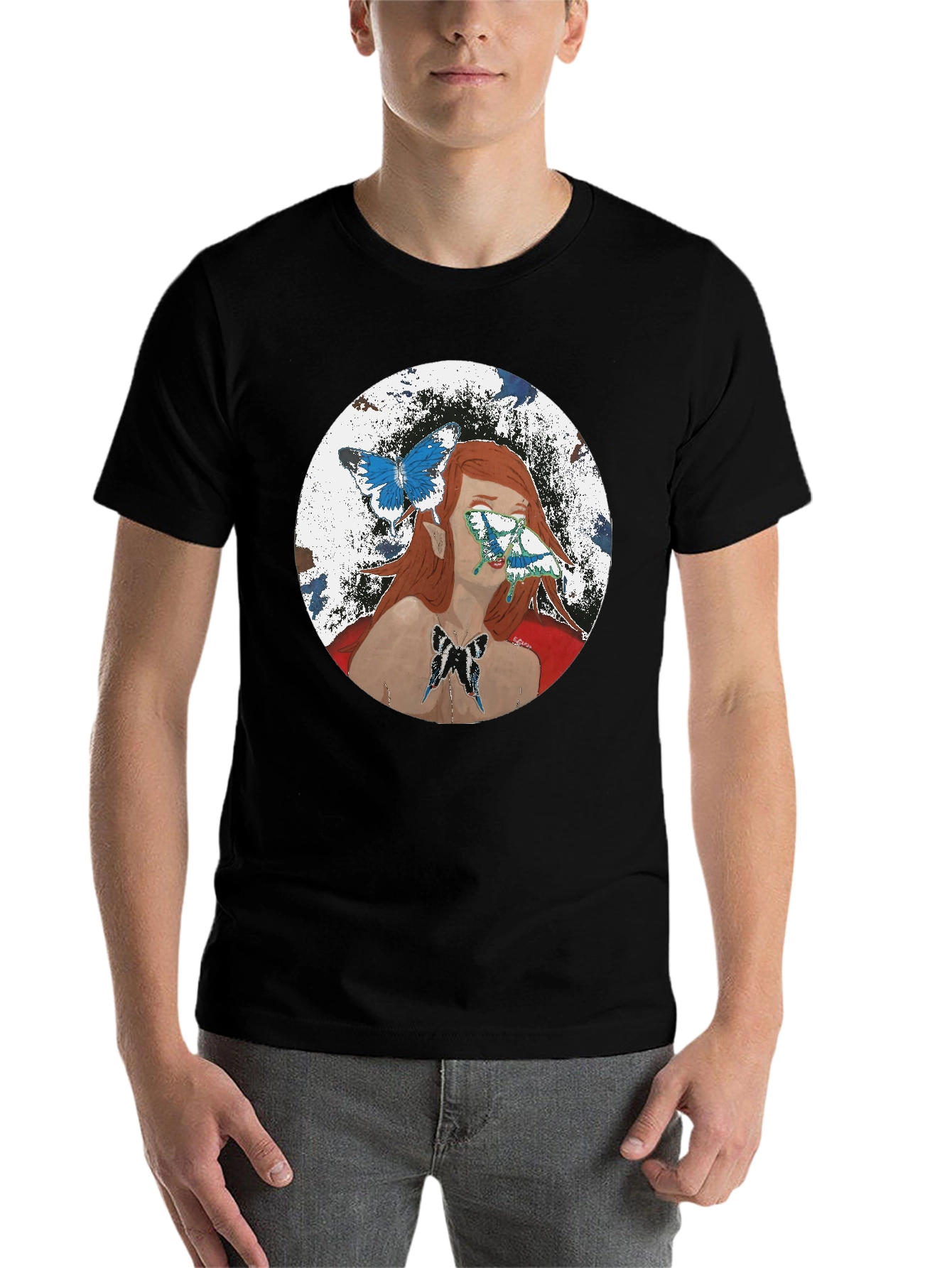 Butterfly Woman Graphic T-Shirt - Black