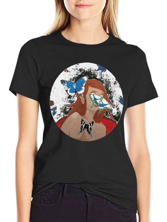 Butterfly Woman Graphic T-Shirt - Black