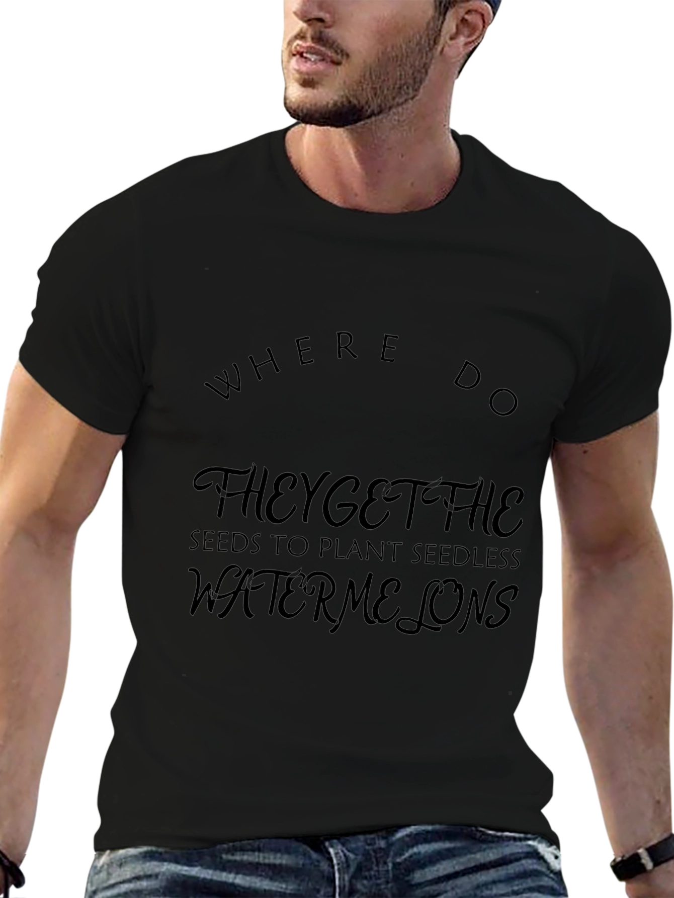 Funny Seedless Watermelon Joke Black T-Shirt
