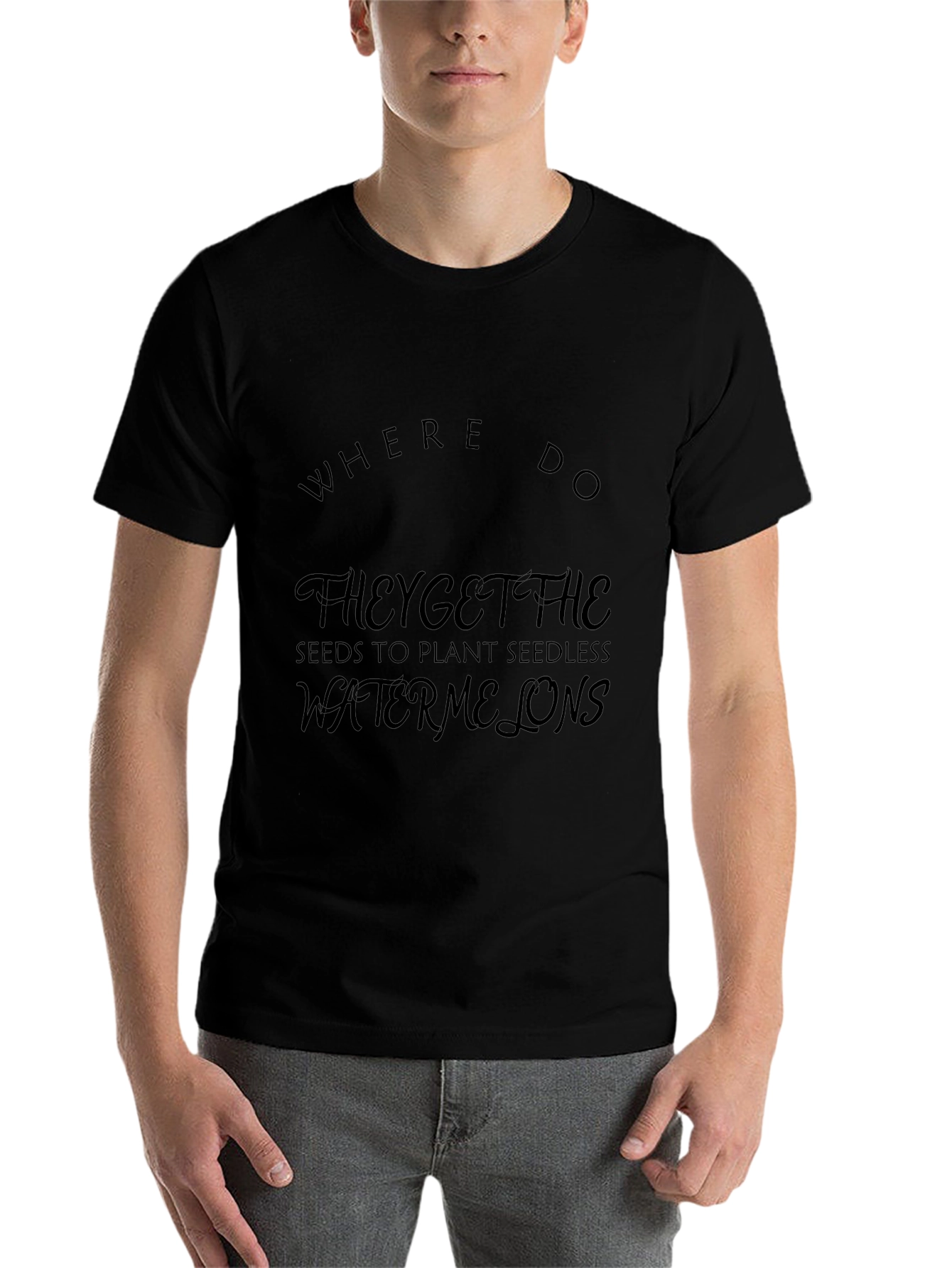 Funny Seedless Watermelon Joke Black T-Shirt