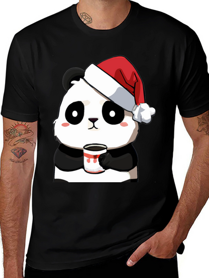 Cute Panda Santa Hat Coffee Mug Graphic T-Shirt