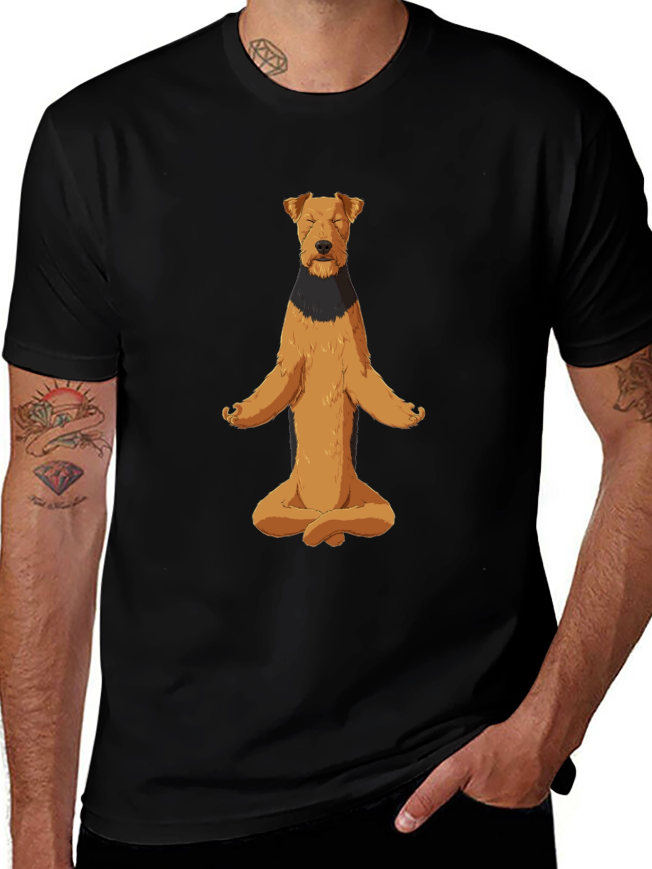 Meditating Dog Graphic Tee - Zen Vibes