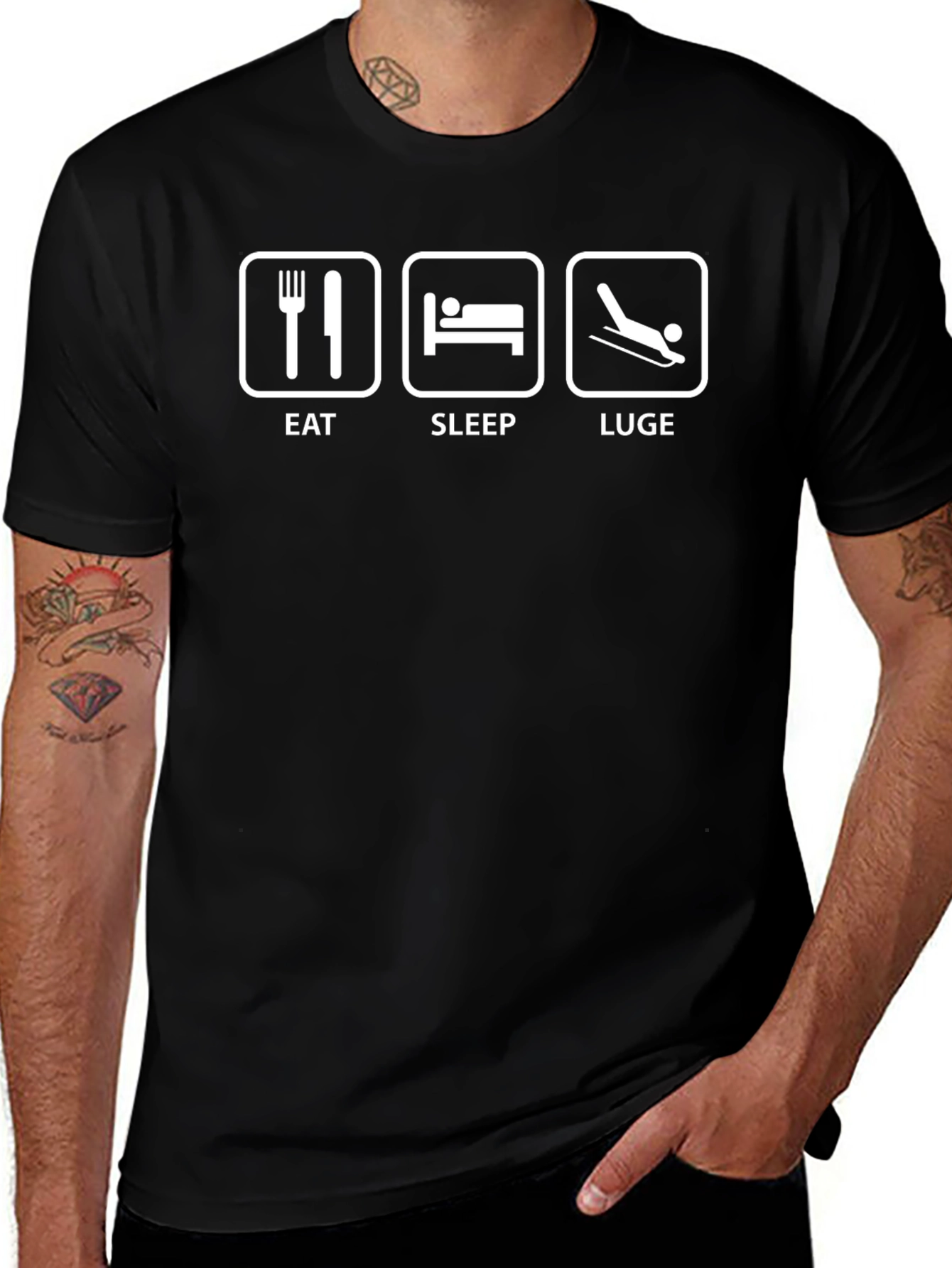 Eat Sleep Luge Black T-Shirt