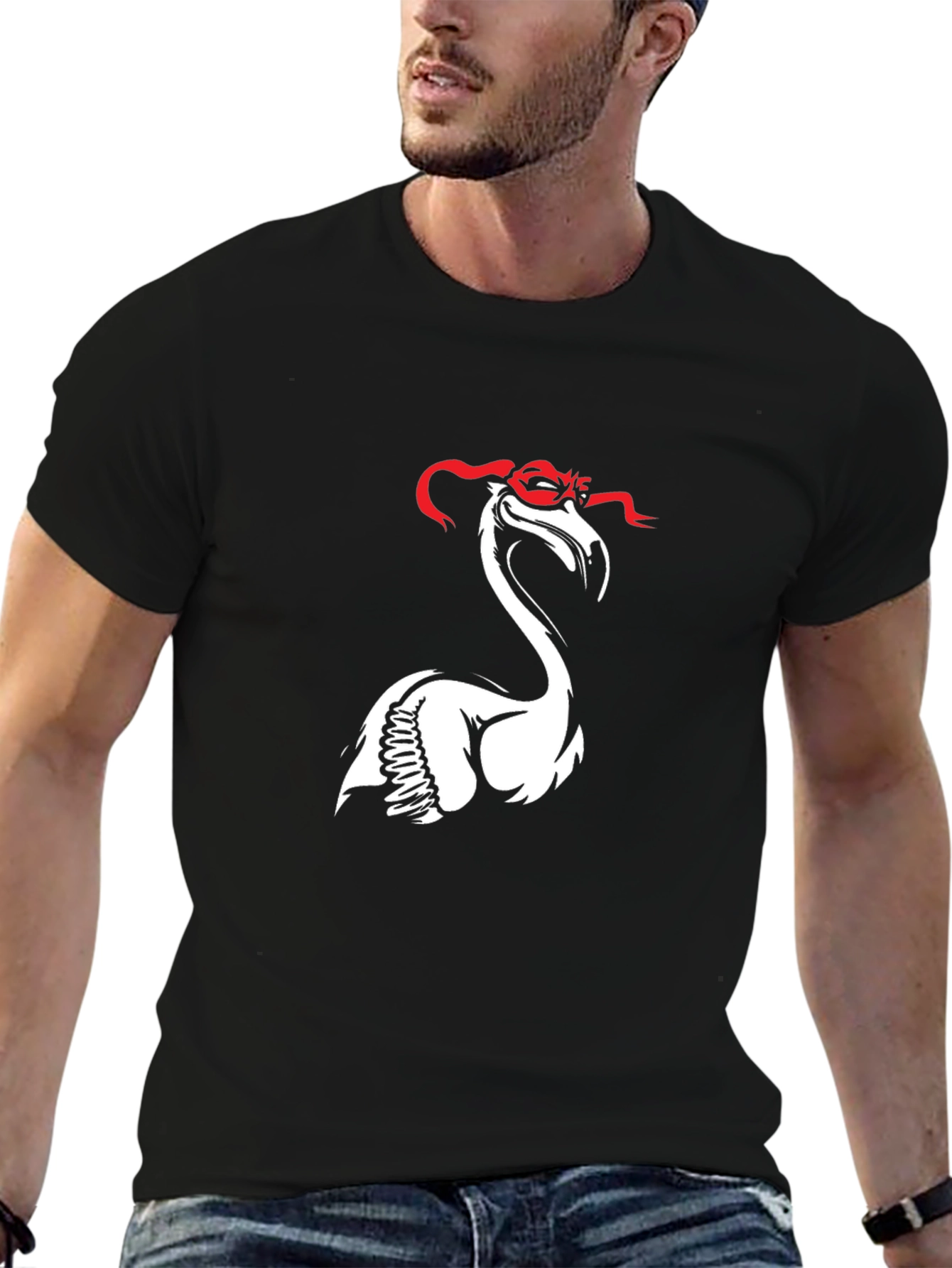 Flamingo Ninja T-Shirt - Black Cotton Tee