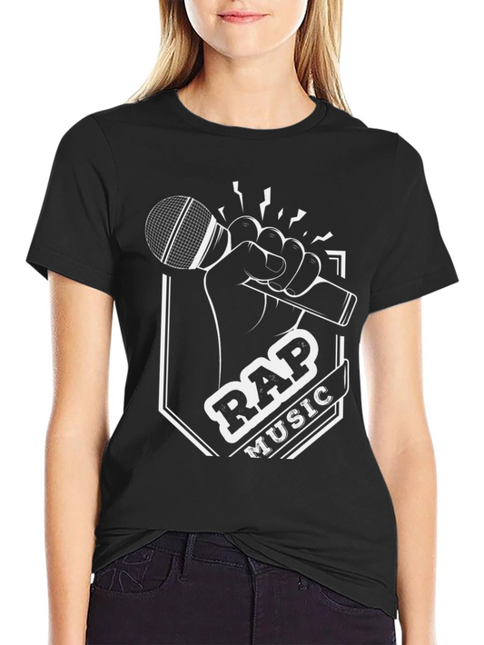 Rap Music Graphic T-Shirt - Black