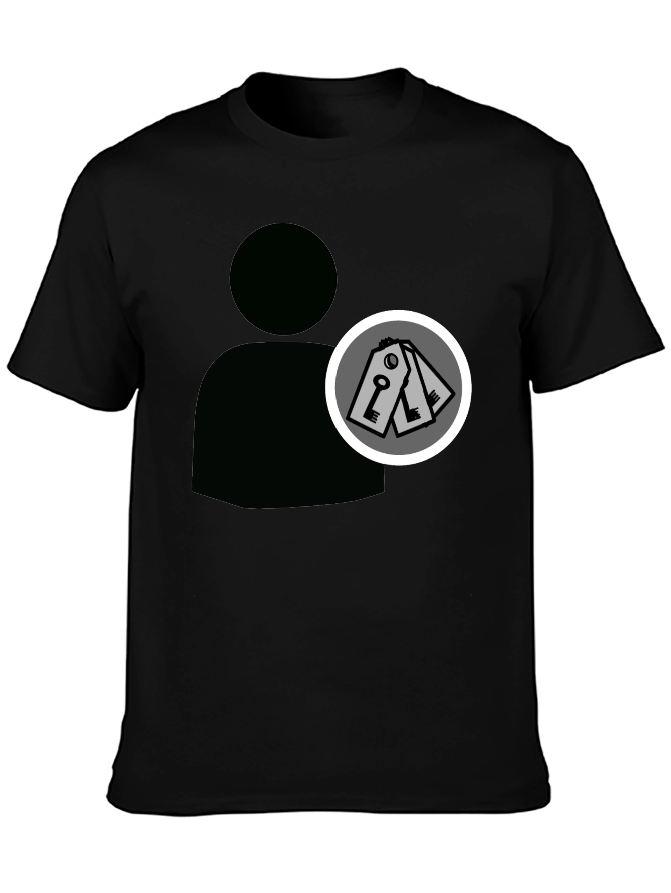 Abstract Keys Graphic Print Black T-Shirt