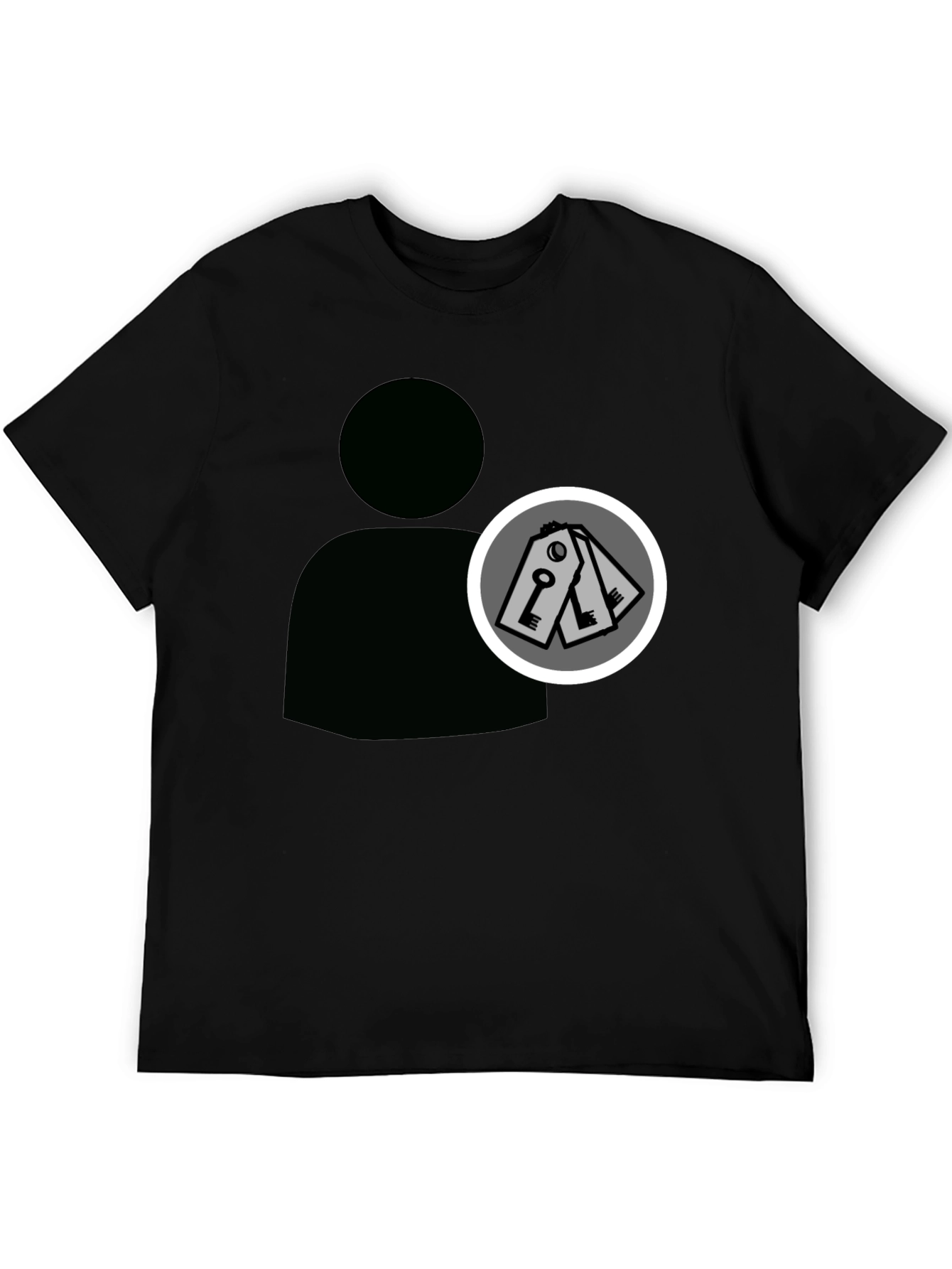 Abstract Keys Graphic Print Black T-Shirt